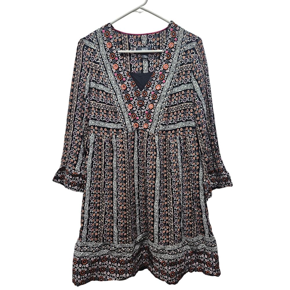 Maeve Anthropologie Boho Floral Mini Dress Small Peasant Tiered